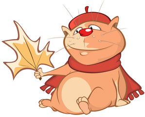  Illustration of a Cute Cat. Cartoon Character