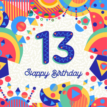 Thirteen 13 year birthday greeting card number