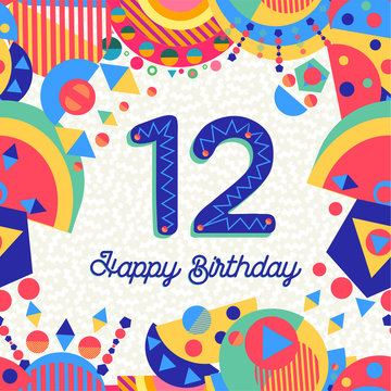 Twelve 12 year birthday party greeting card number