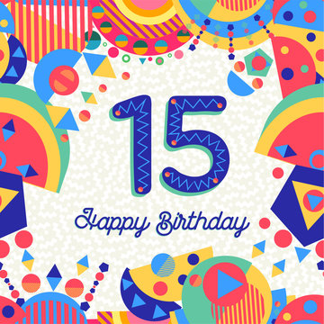 Fifteen 15 year birthday greeting card number