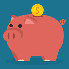 piggy savings with coin vector illustration design