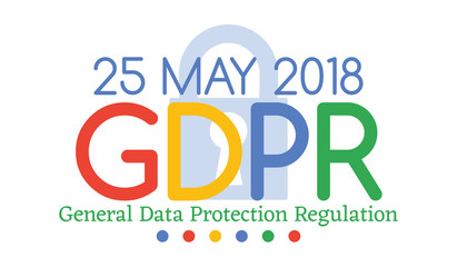 General Data Protection Regulation GDPR compliance or law is May 25th, 2018 year. Vector Horizontal Banner for website articles and posts for newspapers.