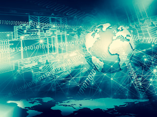 Best Internet Concept of global business. Globe, glowing lines on technological background. Wi-Fi, rays, symbols Internet, 3D illustration