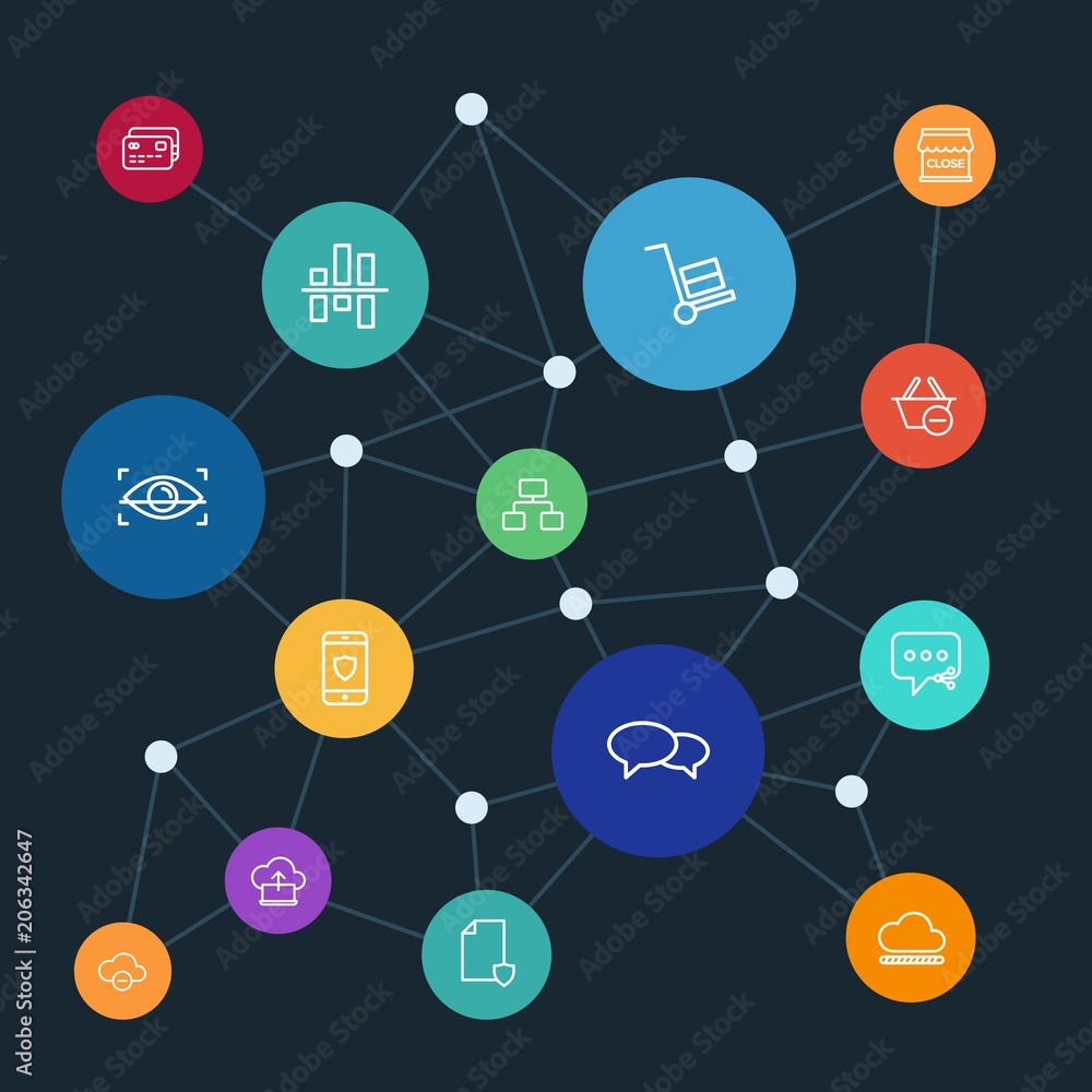 Aufkleber abstract background with polygonal connected lines. set of networking, charts, chat and messenger, s