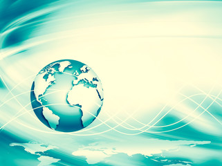 Best Internet Concept of global business. Globe, glowing lines on technological background. Wi-Fi, rays, symbols Internet, 3D illustration