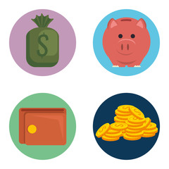 money financial set icons vector illustration design