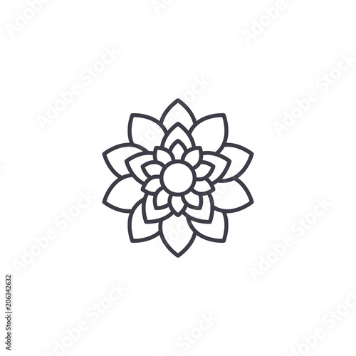 Lotus Flower Line Icon Vector Illustration Flat Concept Sign