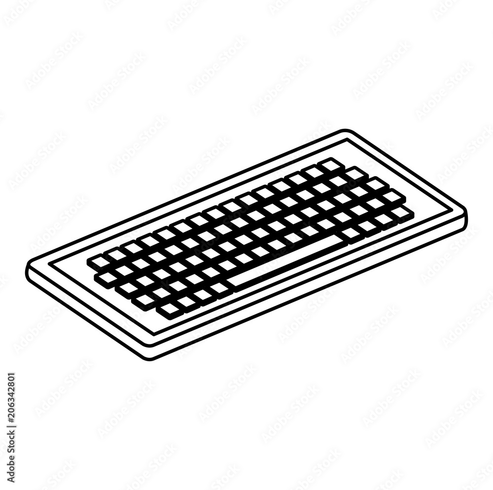 Poster computer keyboard isometric icon vector illustration design