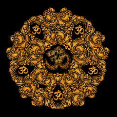 golden OM mandala
