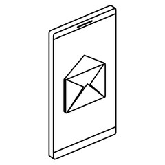 smartphone device with envelope email isometric vector illustration design