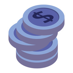 pile coins money isometric vector illustration design