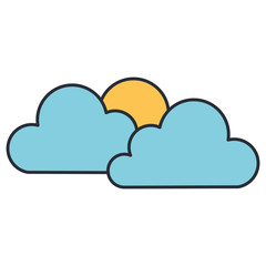 clouds sky with sun vector illustration design