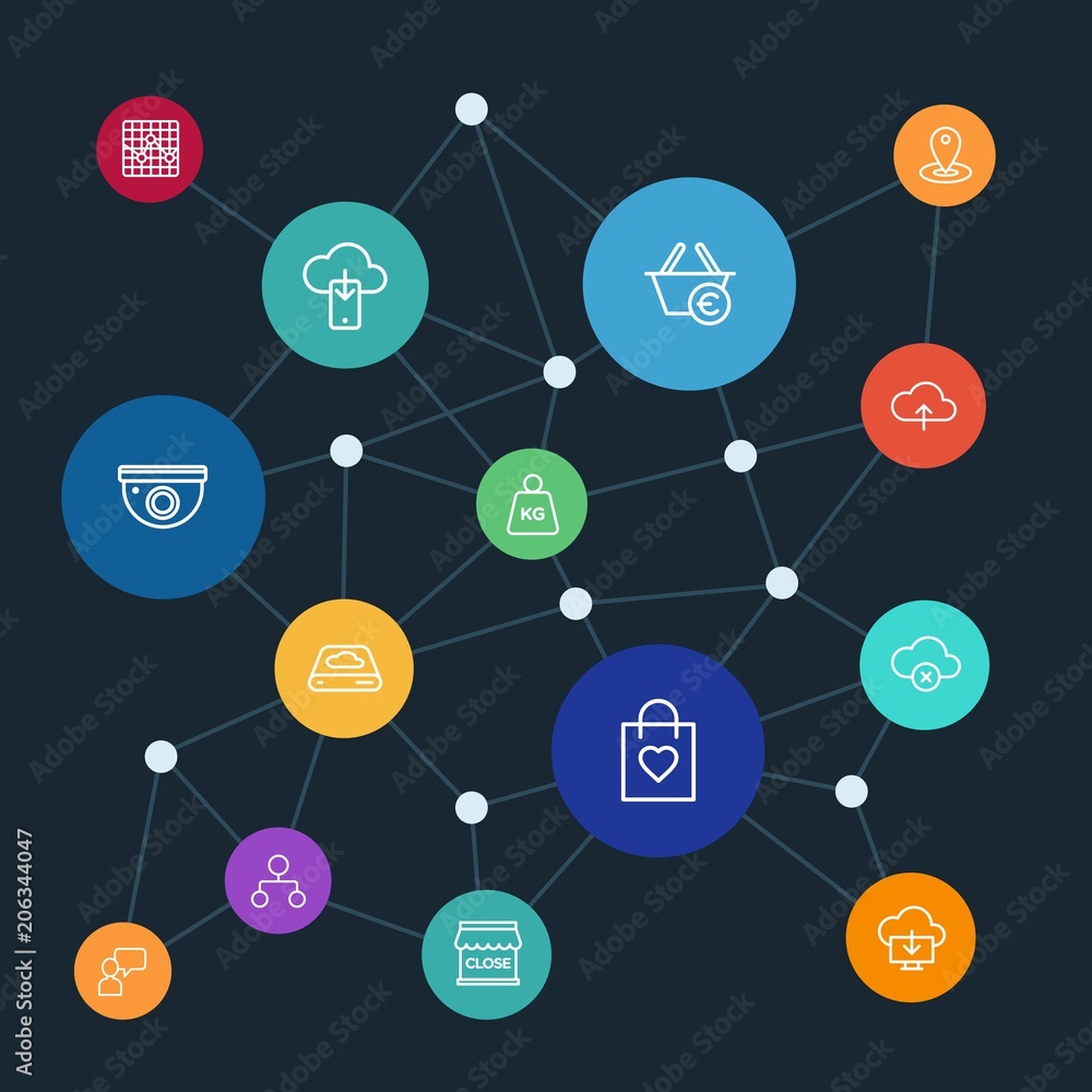 Aufkleber abstract background with polygonal connected lines. set of networking, charts, chat and messenger, s