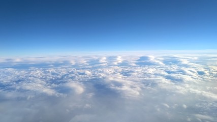 View from the airplane window: beautiful clouds