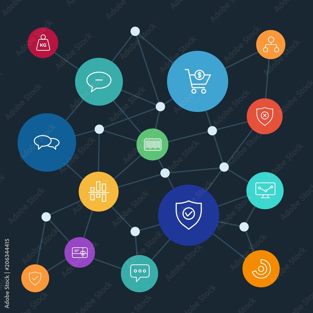 Poster abstract background with polygonal connected lines. set of networking, charts, chat and messenger, s