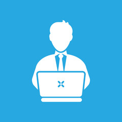 User icon in trendy flat style isolated on blue background