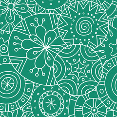 Vector seamless pattern from hand-drawn circles. Graphic background of round doodle elements.