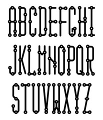 Stylish techno font in pcb-layout electric wires style.