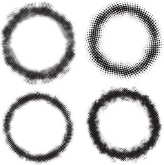 Set of four abstract vector halftone round frames for your design.