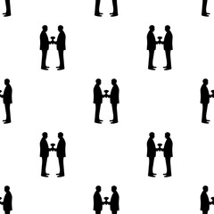 Seamless pattern with black silhouettes of grooms. Same-sex marriage.