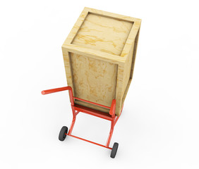 Wheelbarrow close-up on a white. 3d render image.