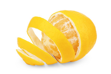 whole and half lemon fruit isolated on white background