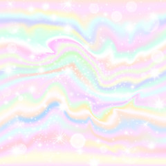 Marbling vanilla sky texture with sundogs morning pastel rainbow tints. Sparkling stardust glitter backdrop for princess celebrstions, party posters and banners. Dreamy mood background.