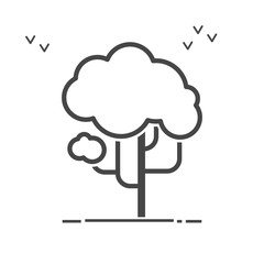 vector illustration of spring flat style tree icon on a white ba
