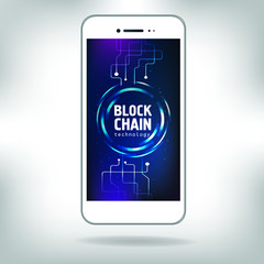 Blockchain, technology, smartphone, vector
