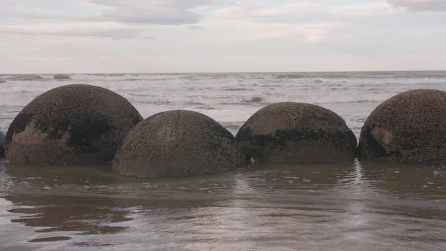 Moeraki boulders in the South Island New Zealand