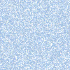 Seamless abstract hand-drawn waves pattern, wavy background.