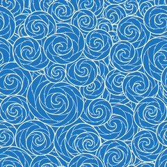 Seamless abstract hand-drawn waves pattern, wavy background.