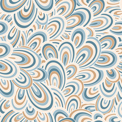 Seamless abstract hand-drawn waves pattern, wavy background.