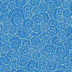Seamless abstract hand-drawn waves pattern, wavy background.