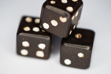 Vintage dices on a white background