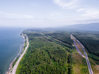  Trans-Siberian Railway, Baikal lake shore from aerial view