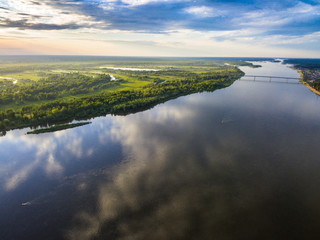 West Siberia Vasyugan swamp and Ob river from aerial view