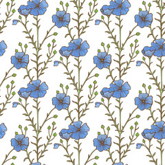 Colored Flax Pattern in Hand Drawn Style