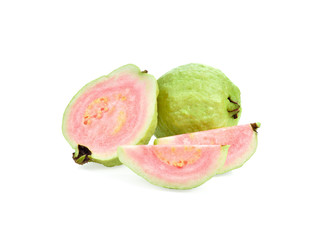 Fresh guava fruit on white background