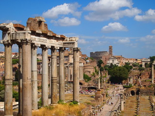 Temple of Saturn. Roman forum. Rome. Italy.	