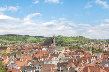 Nice view of the historic center of Cesky Krumlov, Czech Republic