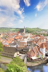 Fototapeta premium Nice view of the historic center of Cesky Krumlov, Czech Republic