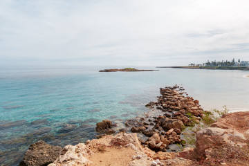 View of a rocky coast in the morning