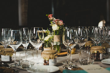 wedding cutlery and centerpiece
