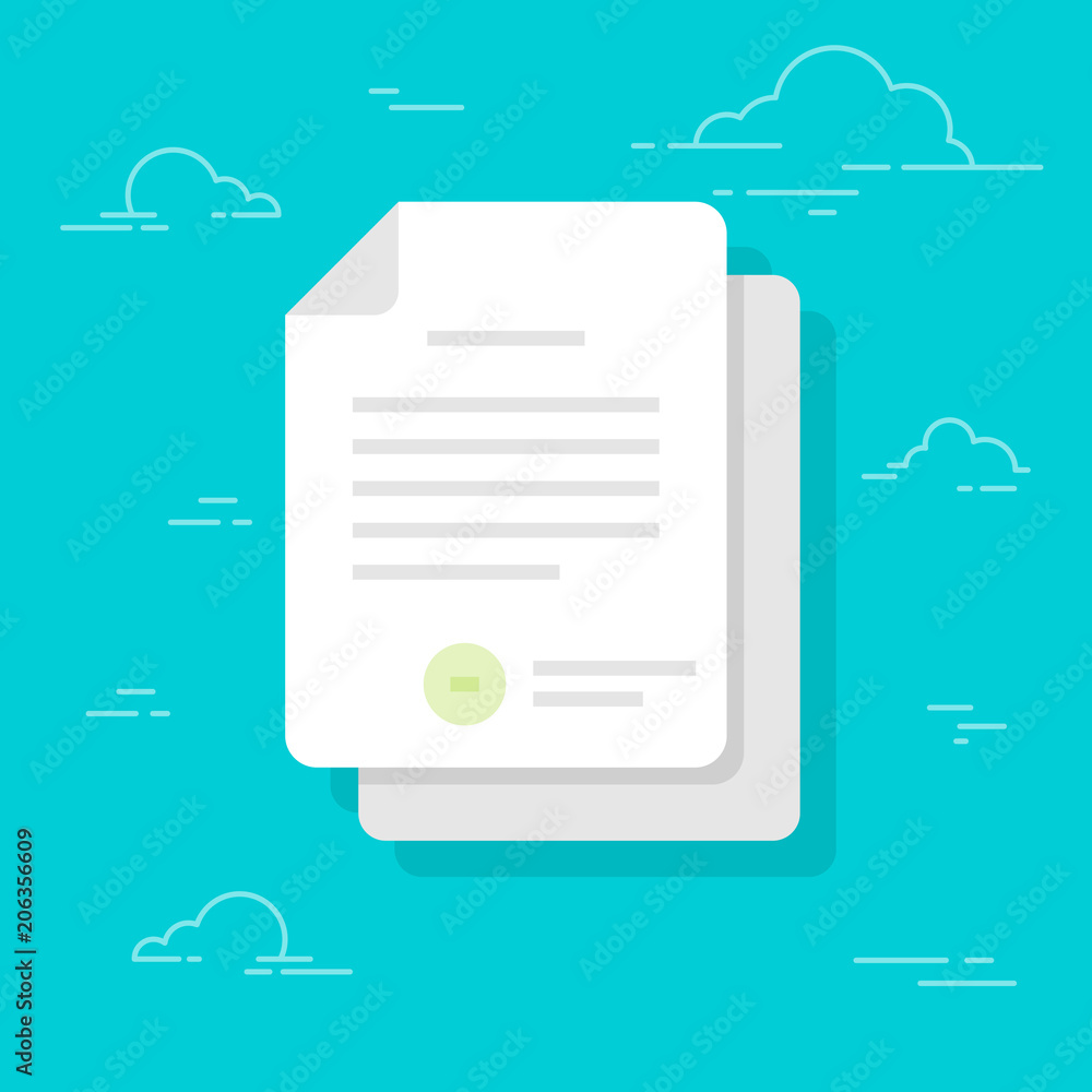 Aufkleber documents icon. stack of paper sheets. confirmed or approved document. flat illustration isolated on