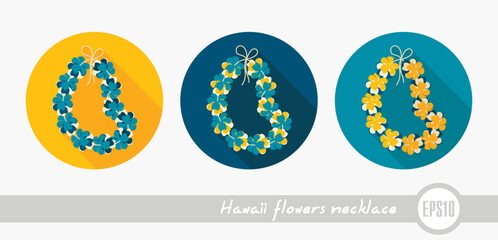Hawaii flowers necklace, wreath icon. Vacation © nasik