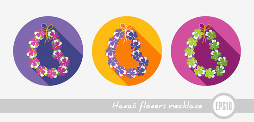 Hawaii flowers necklace, wreath icon. Vacation © nasik