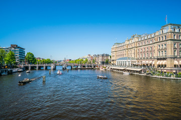 Amsterdam, May 7 2018 - the famous five star Amstelhotel at the river Amstel in summertime
