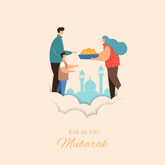 Print Muslims people pray in front of the mosque