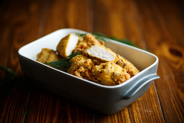 chicken fried in batter with dill